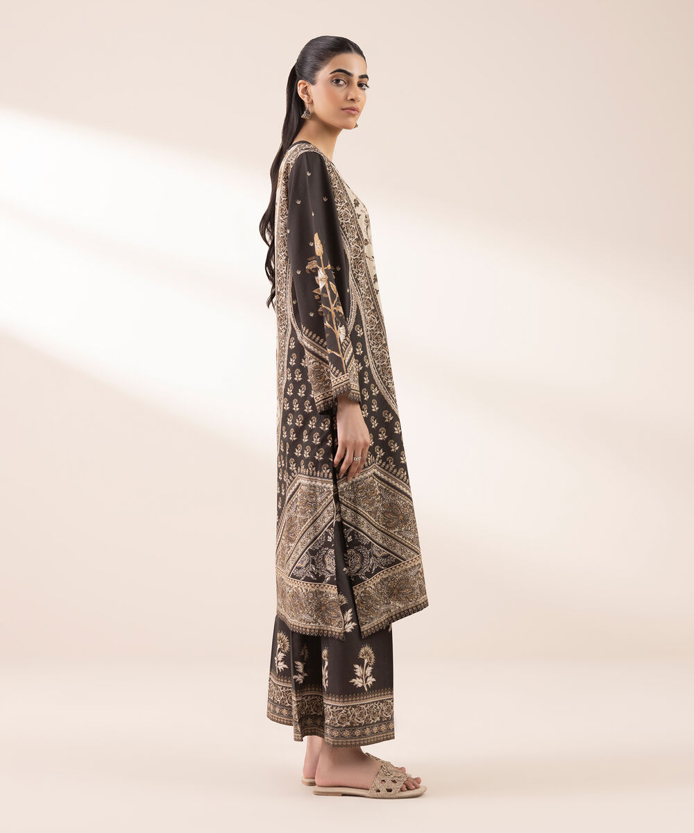 Women's RTW Lawn Brown Printed A-Line Shirt