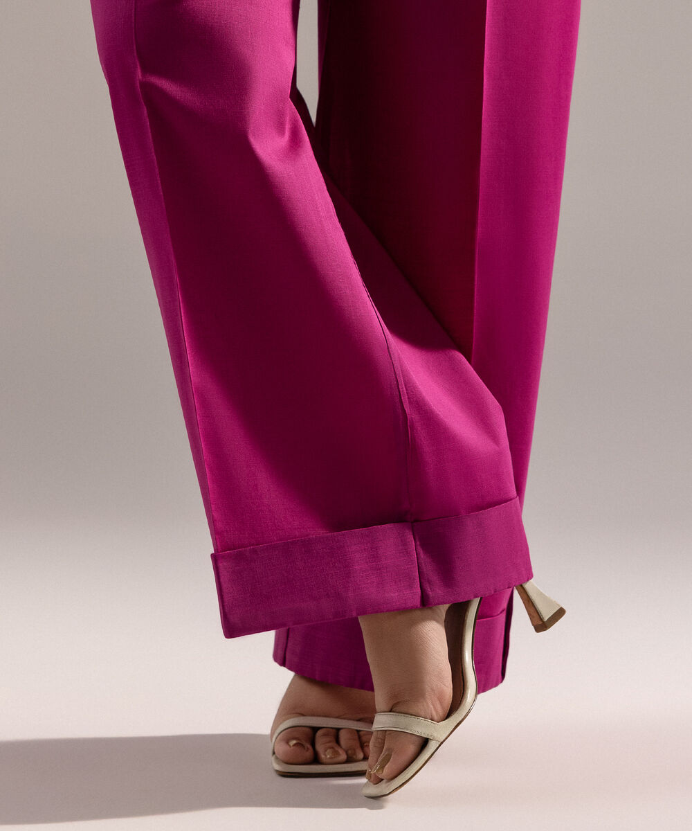 Women's RTW Crosshatch Solid Pink Culottes
