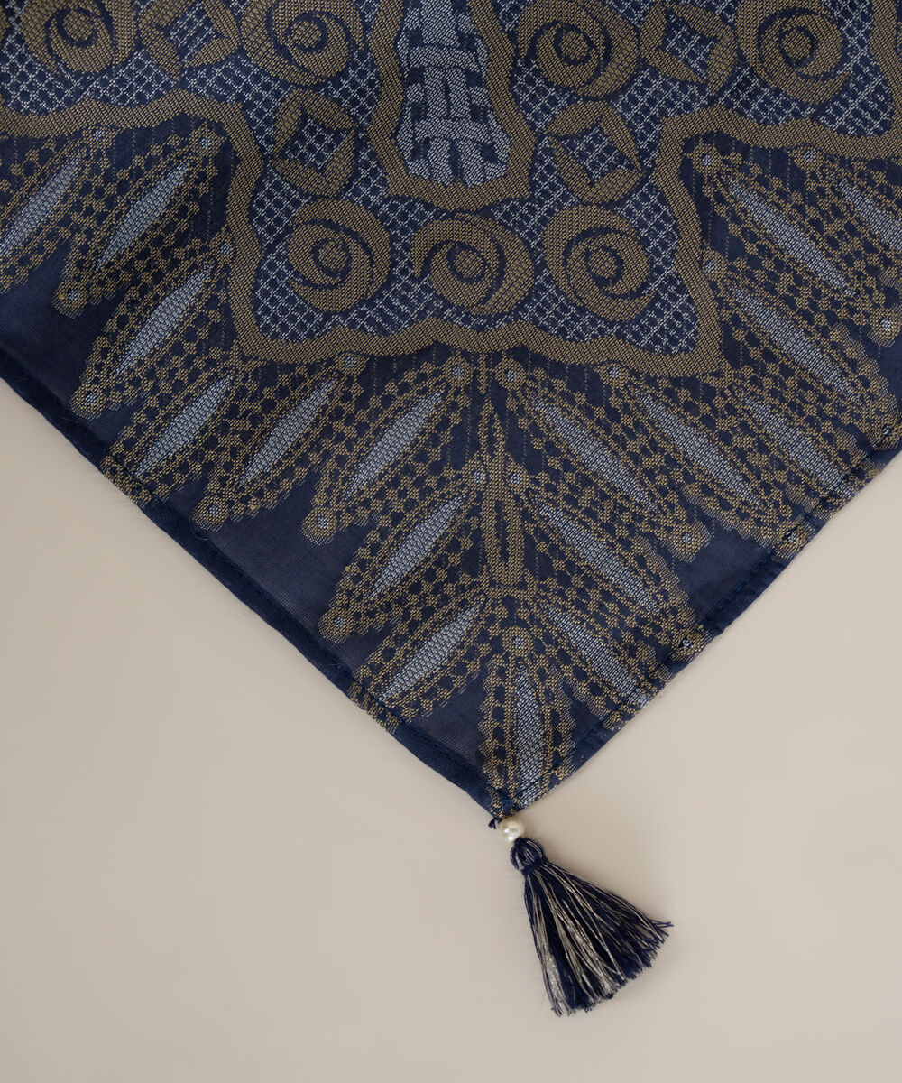 Extra Weft Jacquard Blue Solid Dupatta