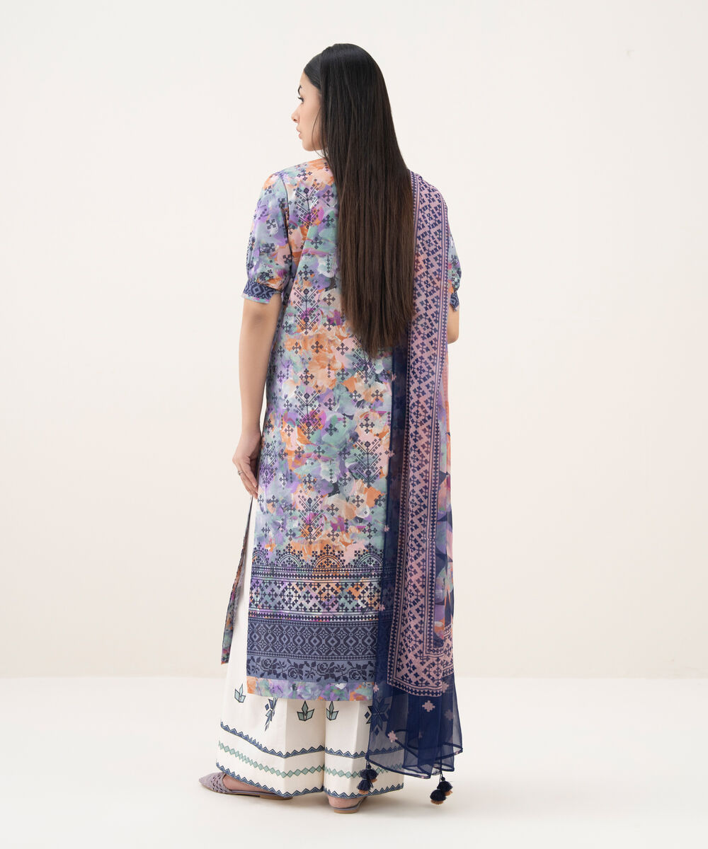 Women's Unstitched Cotton Printed Multi 2 Piece Suit