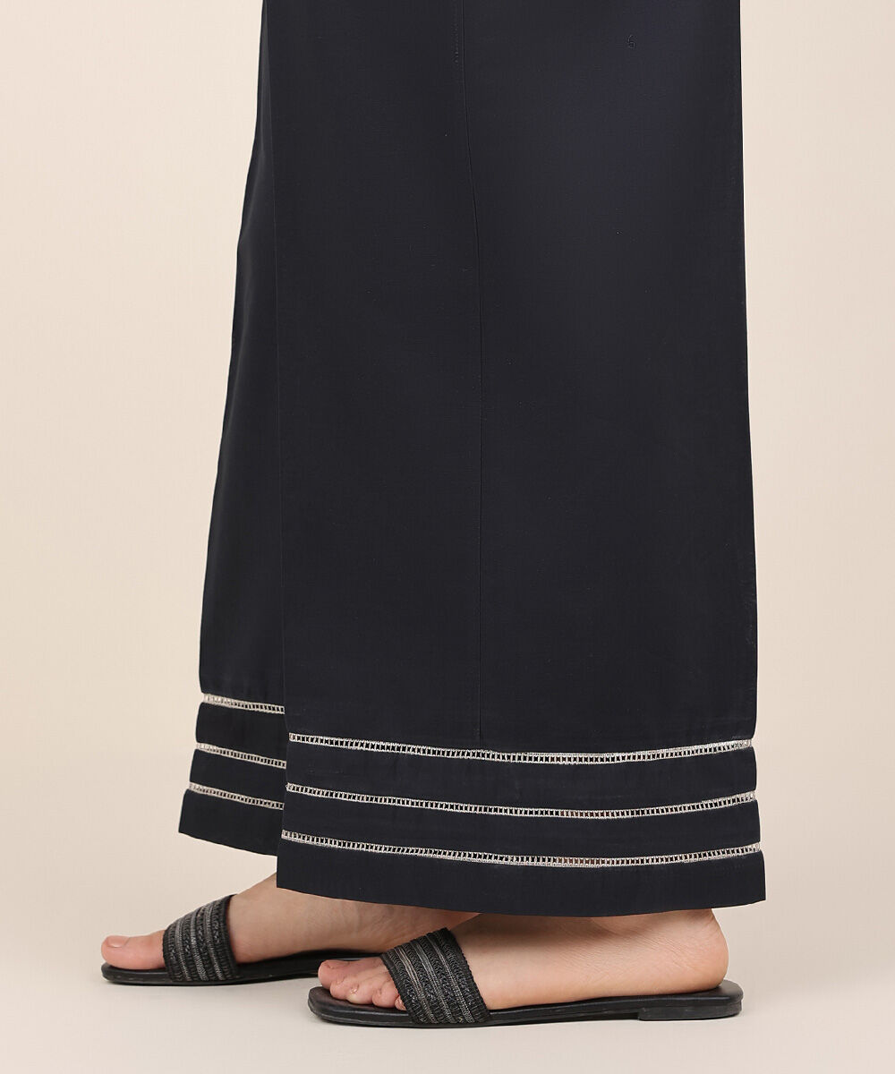 Women's RTW Cambric Black Embroidered Culottes