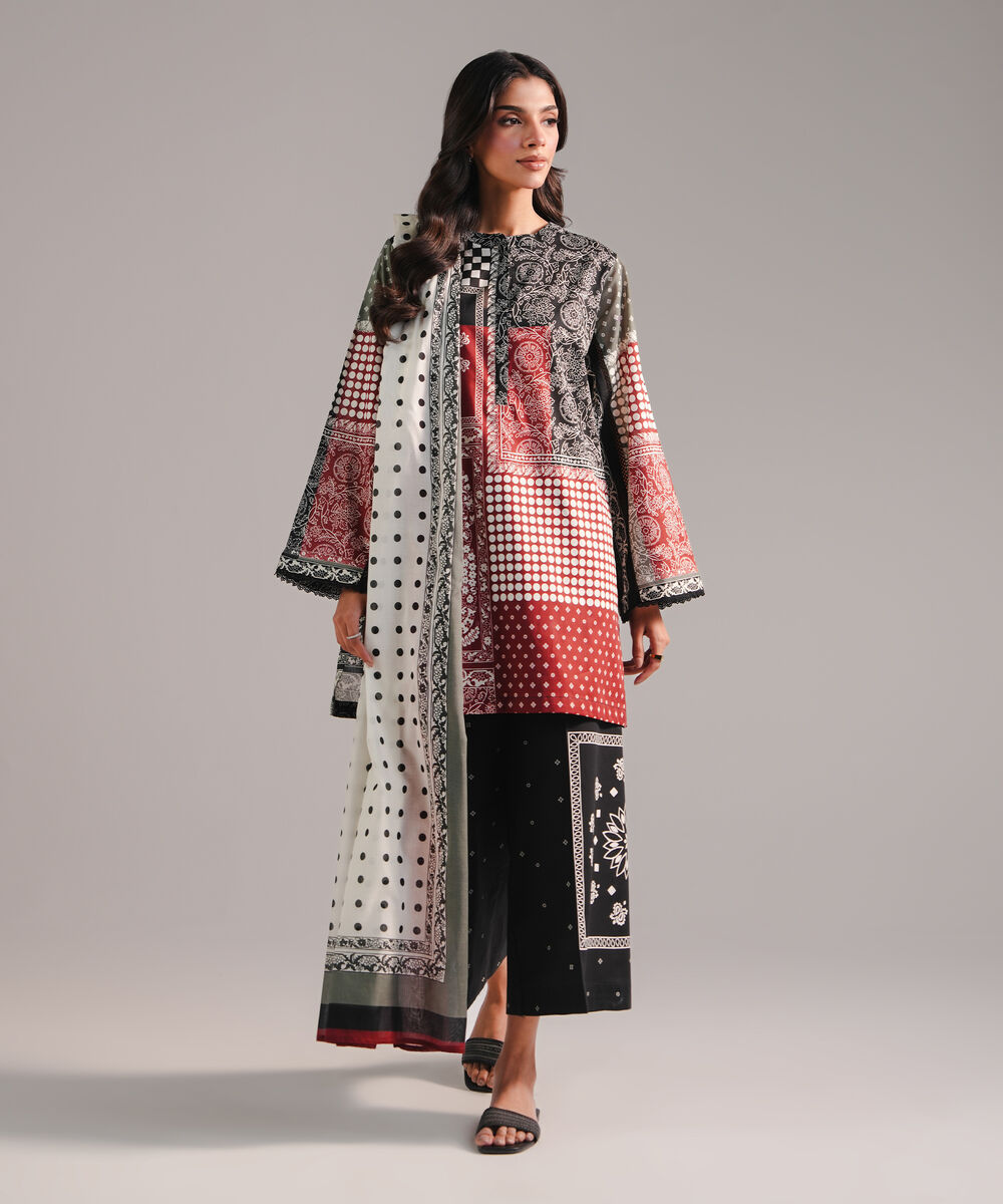 Lawn Printed White Dupatta