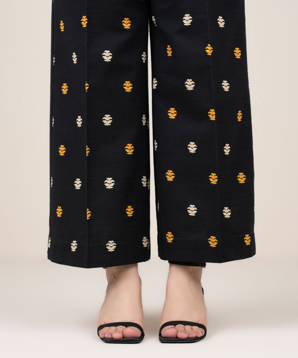 Women's RTW Khaddar Printed Black Culottes