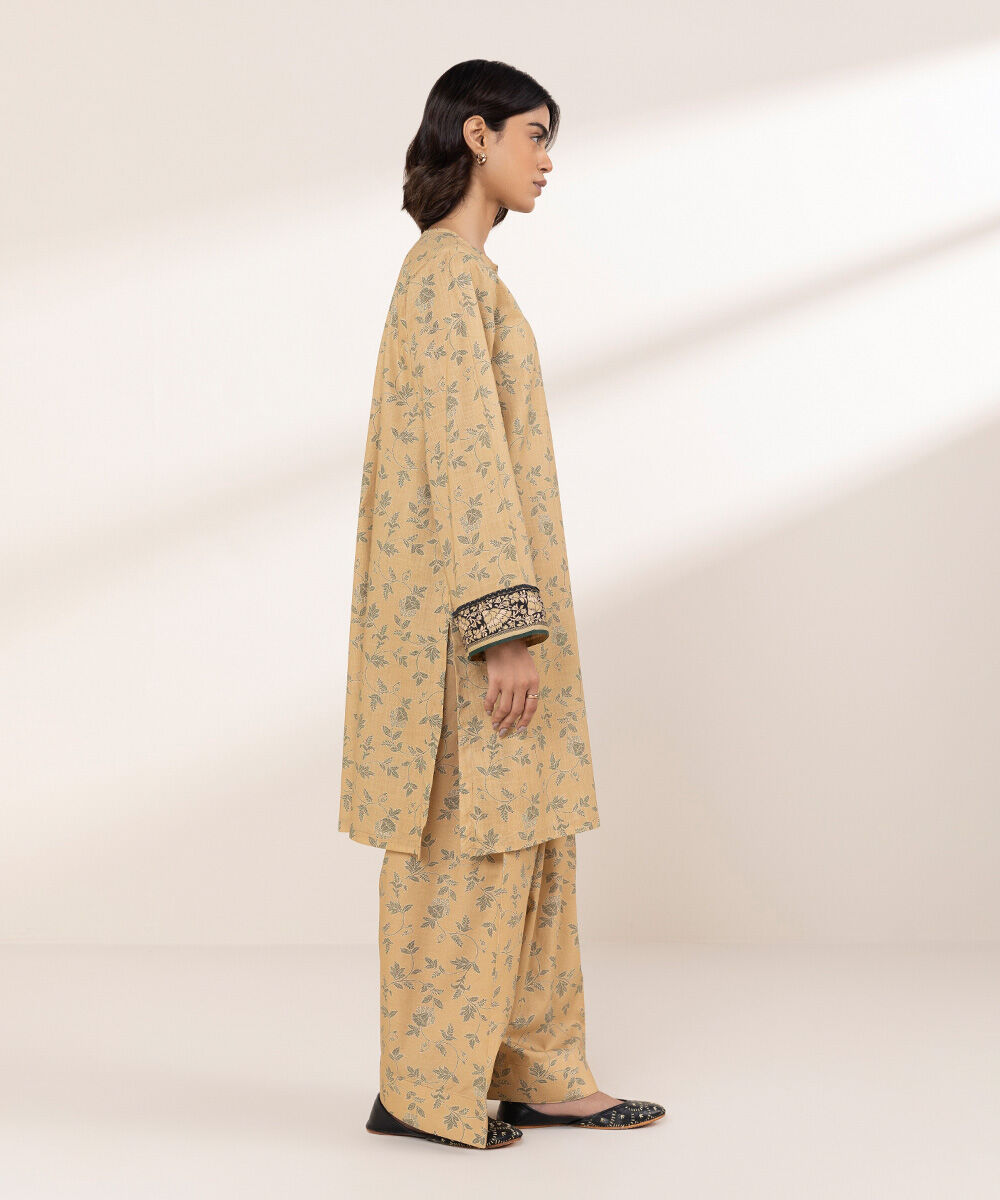 Women's RTW Cross Hatch Beige Printed A-Line Shirt