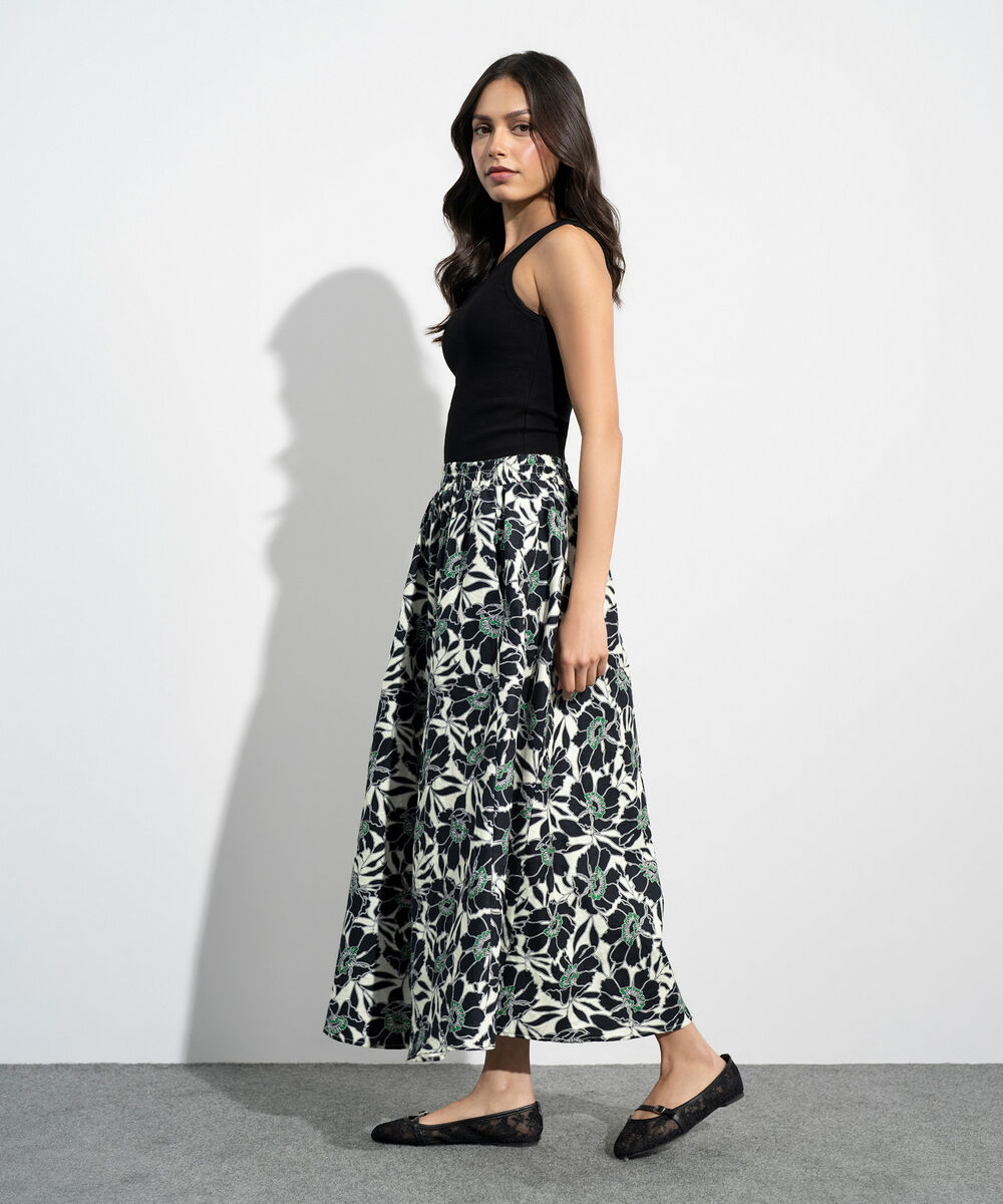 Women's Western Multi Floral Print Jacquard Skirt