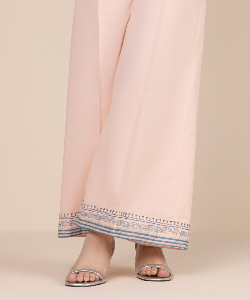 Women's RTW Cambric Pink Solid Flared Pants