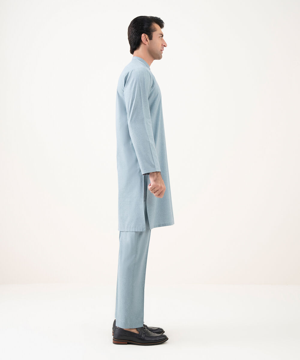 Men's Viscose Plain Sky Blue Kurta Trousers