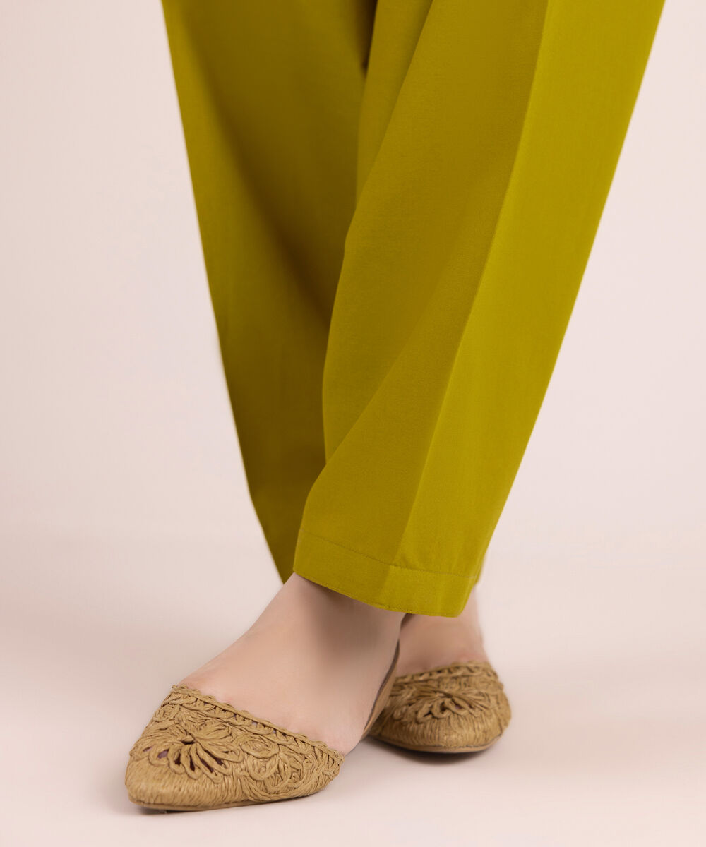 Women's RTW Cambric Solid Yellow Shalwar