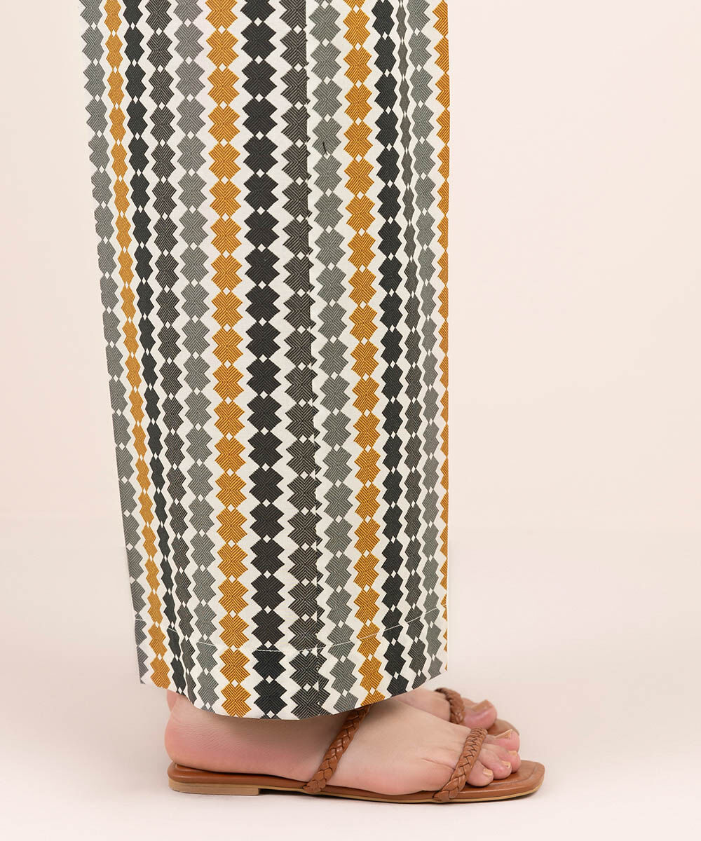 Women's Pret Cambric White Printed Culottes