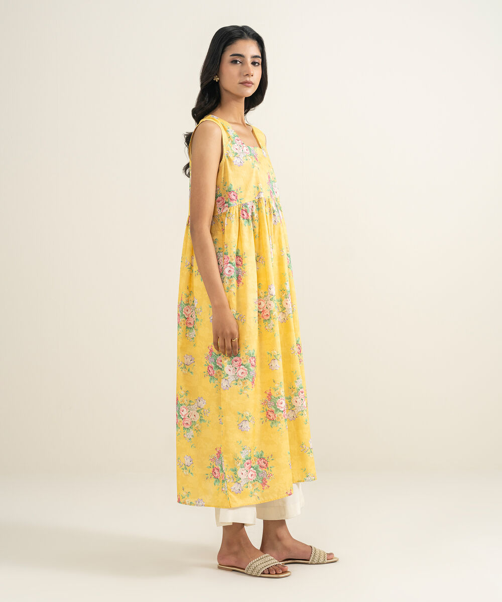 Women's RTW Lawn Printed Yellow Dress Shirt