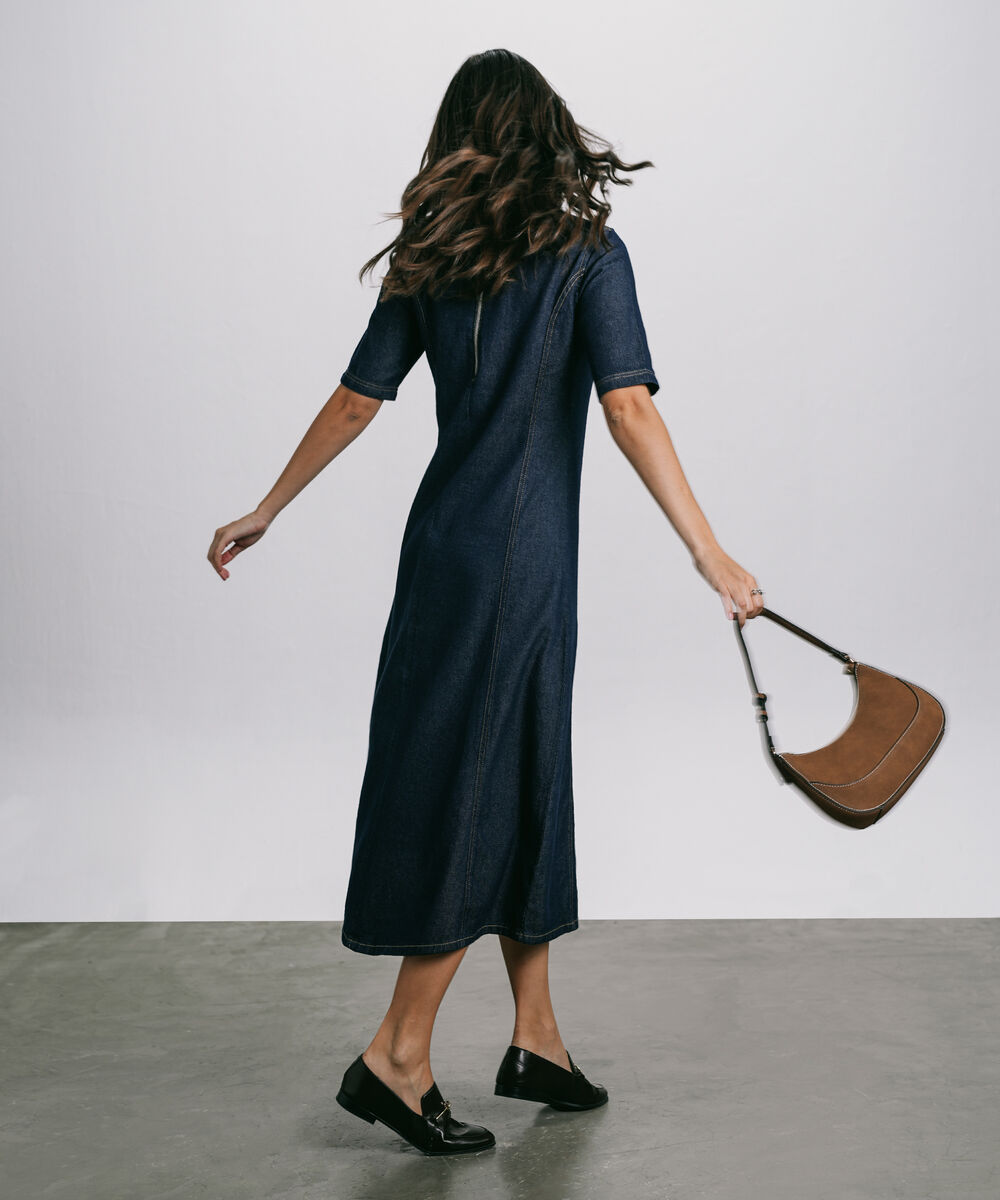 Women's Western Wear Blue Flared Denim Dress