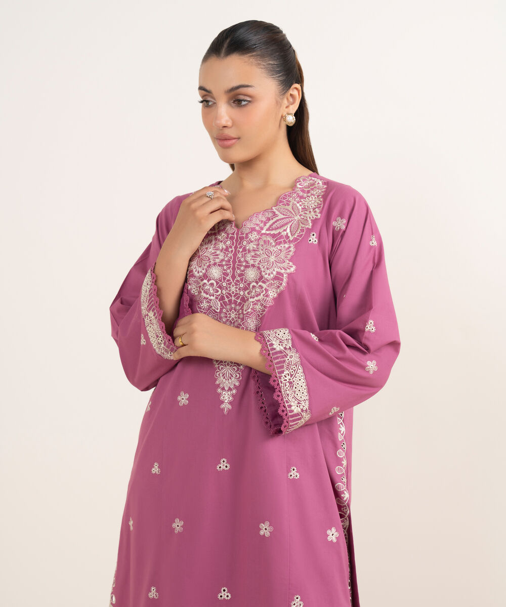 Women's RTW Cambric Pink Dyed Aline Shirt