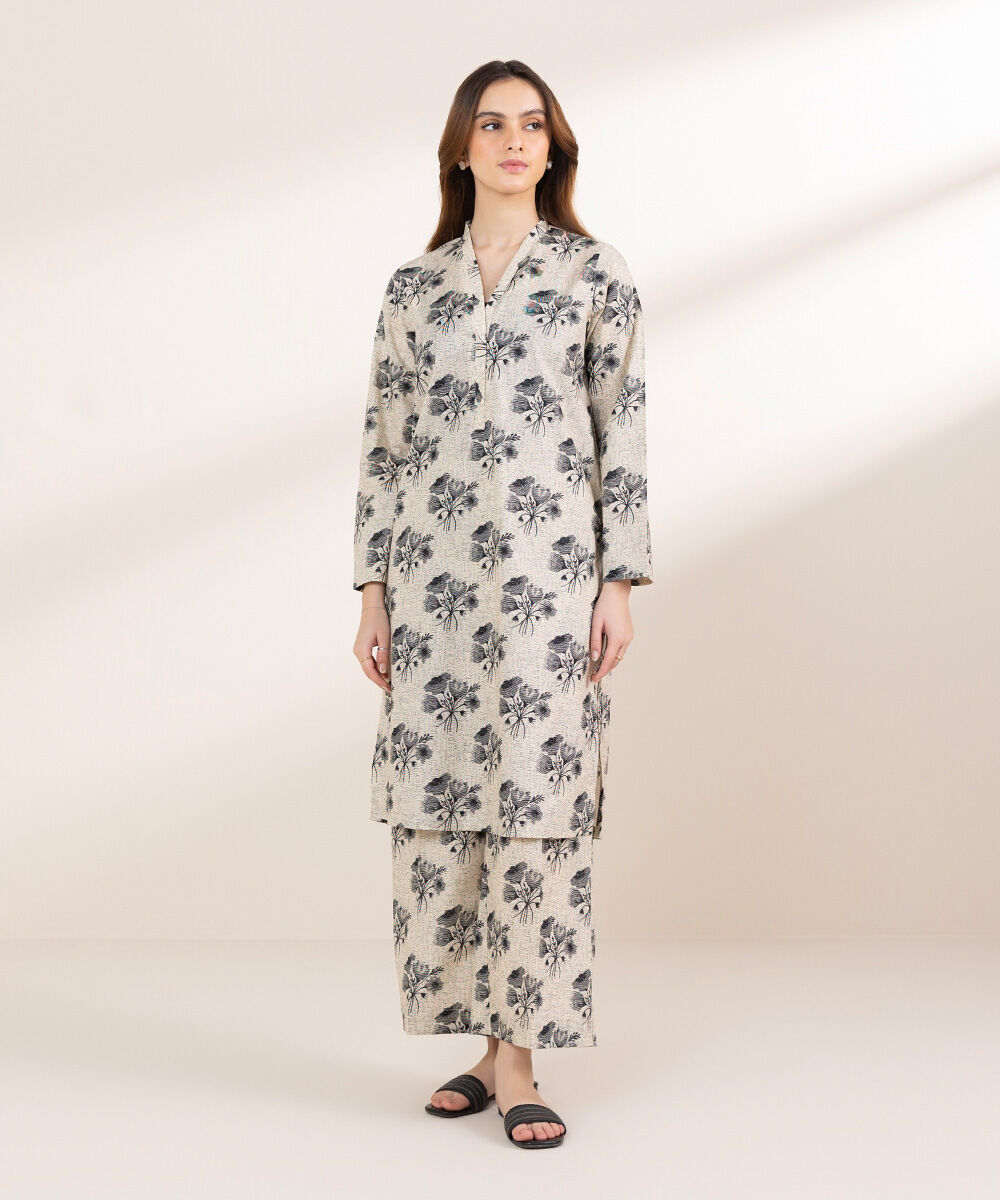 Women's Pret Cambric Black And White Printed A-Line Shirt