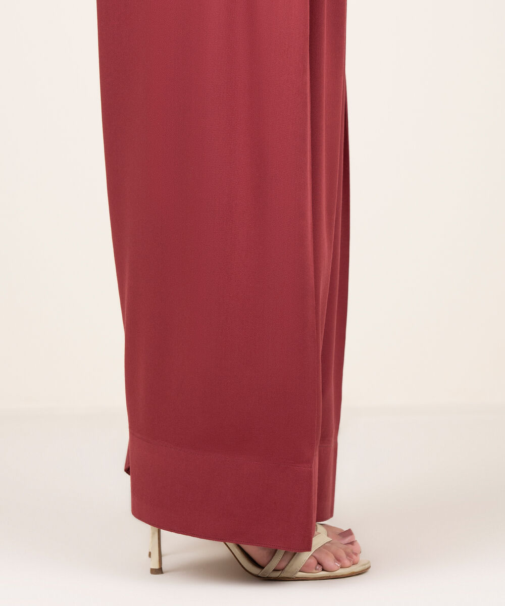 Women's RTW Bedford Solid Maroon Farshi Shalwar