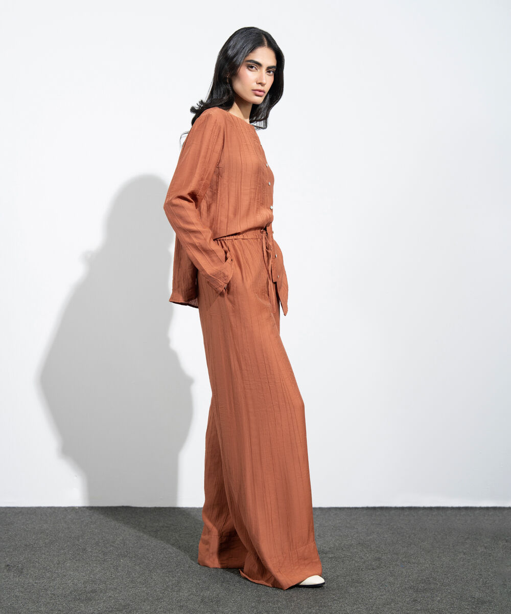 Women's Western Rust Wide-Leg Textured Trousers