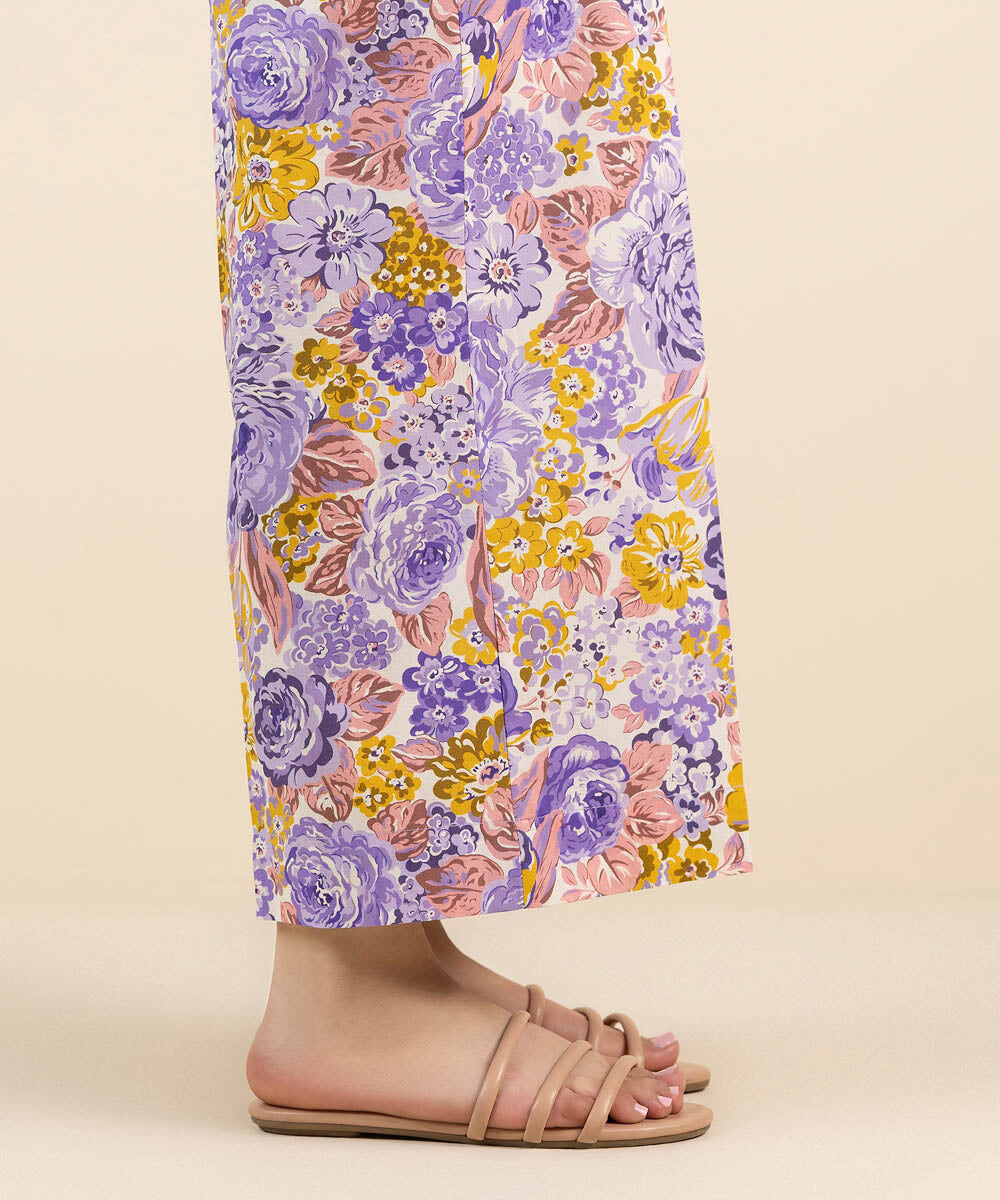 Woman - Purple Printed Cambric Culottes