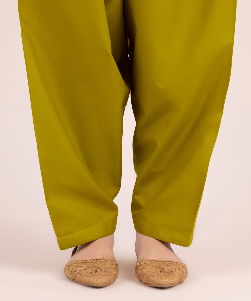 Women's RTW Cambric Solid Yellow Shalwar
