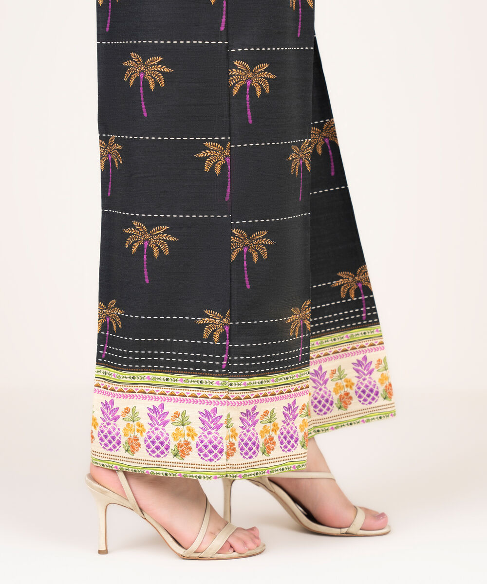 Women's RTW Light Khaddar Printed Black Culottes
