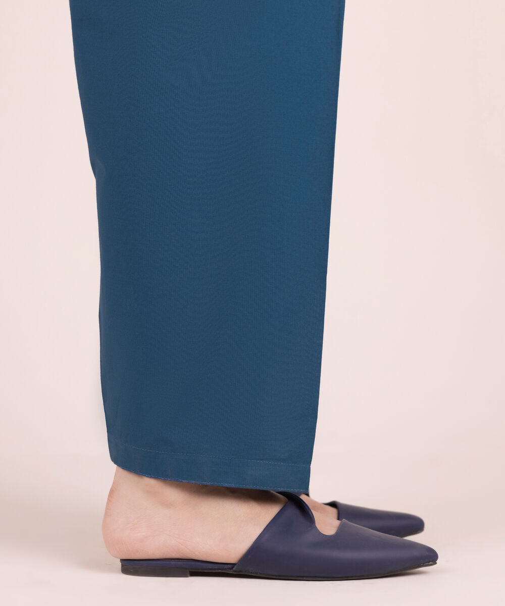 Women's RTW Cambric Solid Blue Shalwar
