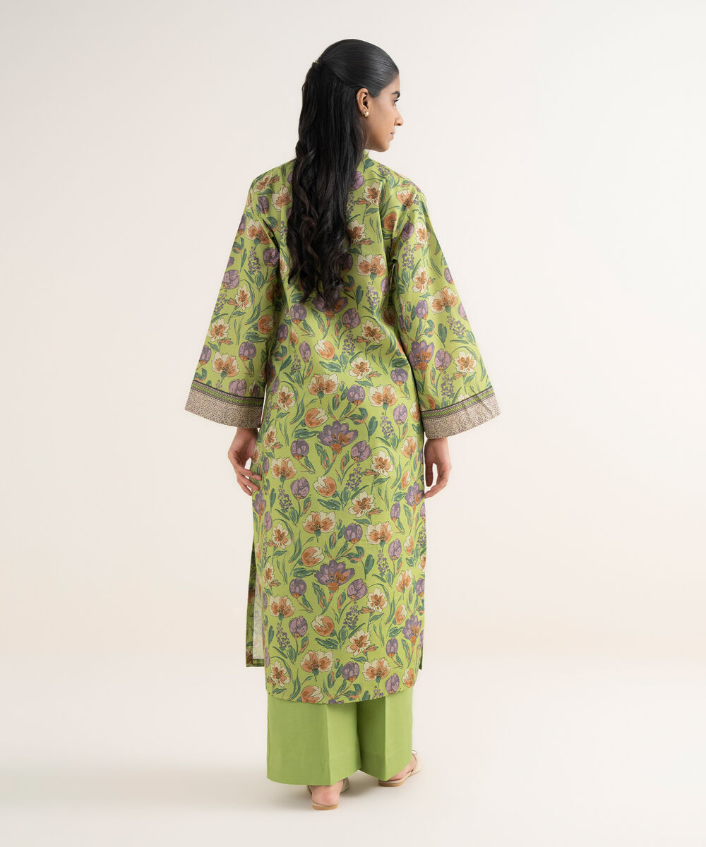 Women's Unstitched Lawn Printed Green 2 Piece Suit