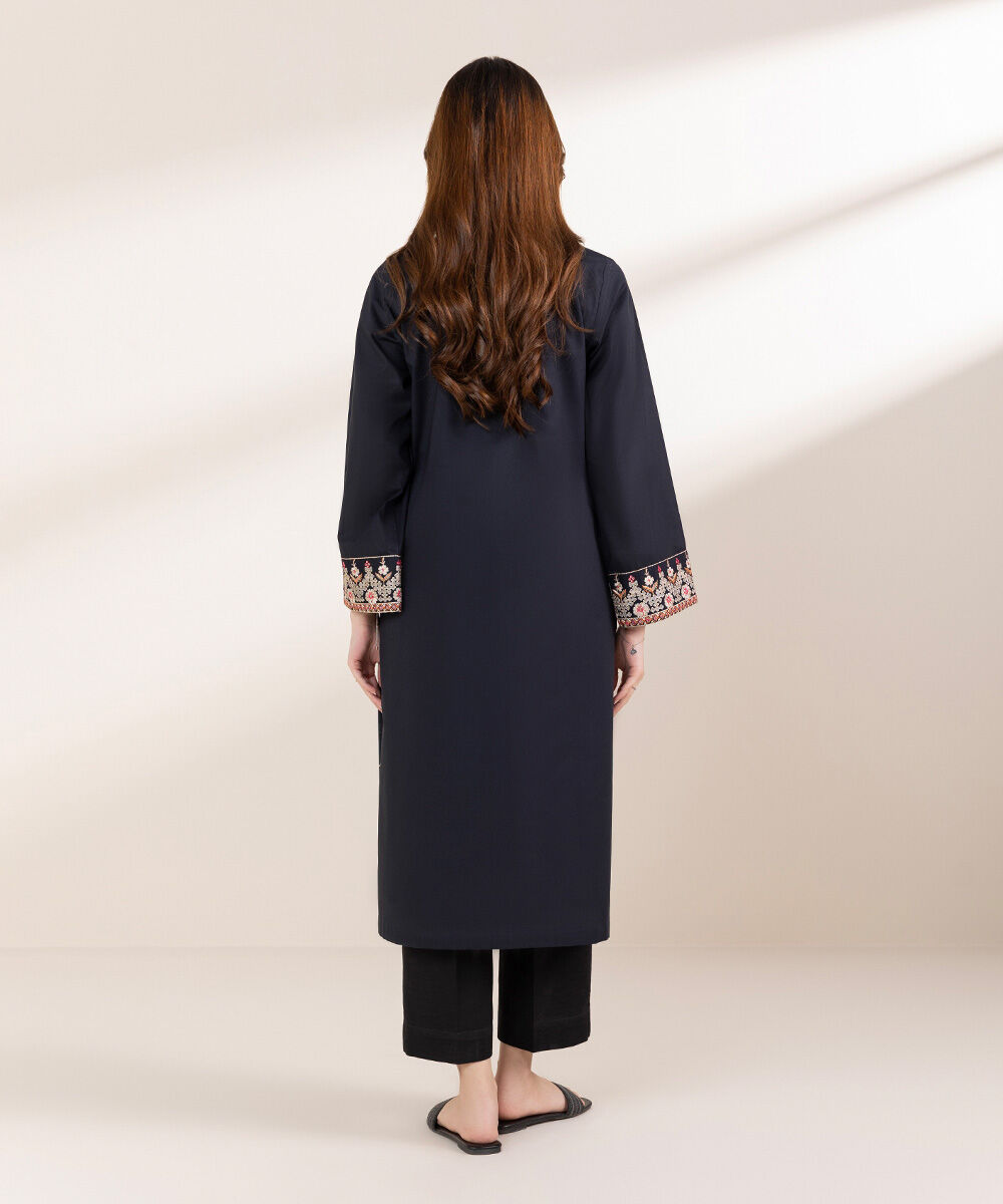 Women's Pret Cambric Red Embroidered Front Open Jacket