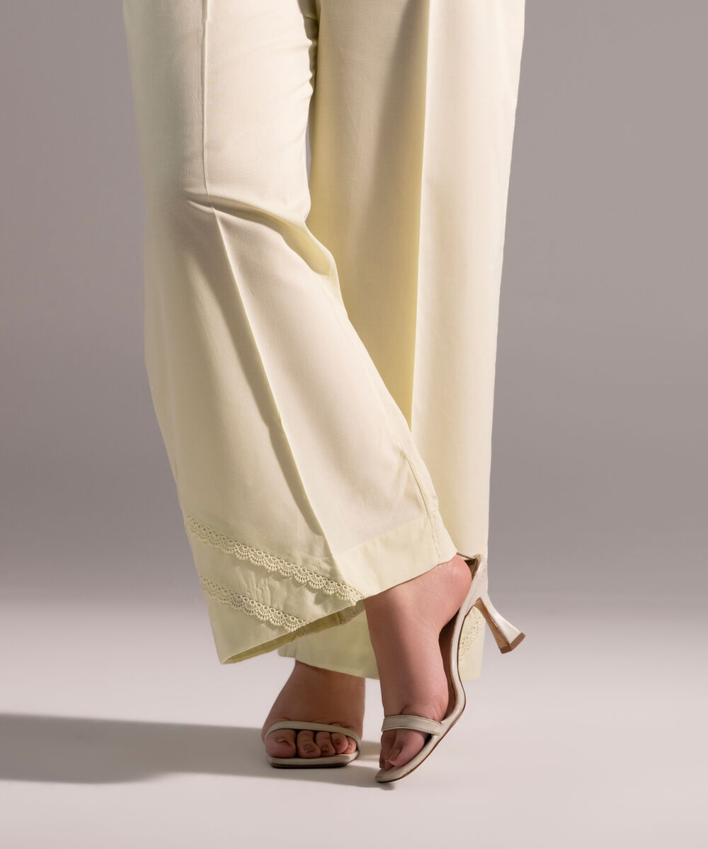 Women's RTW Cambric Solid Pale Green Culottes