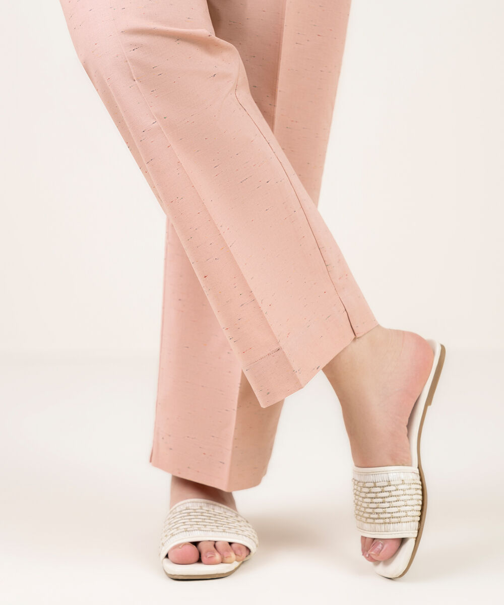 Women's RTW Multi Neps Solid Pink Straight Pants