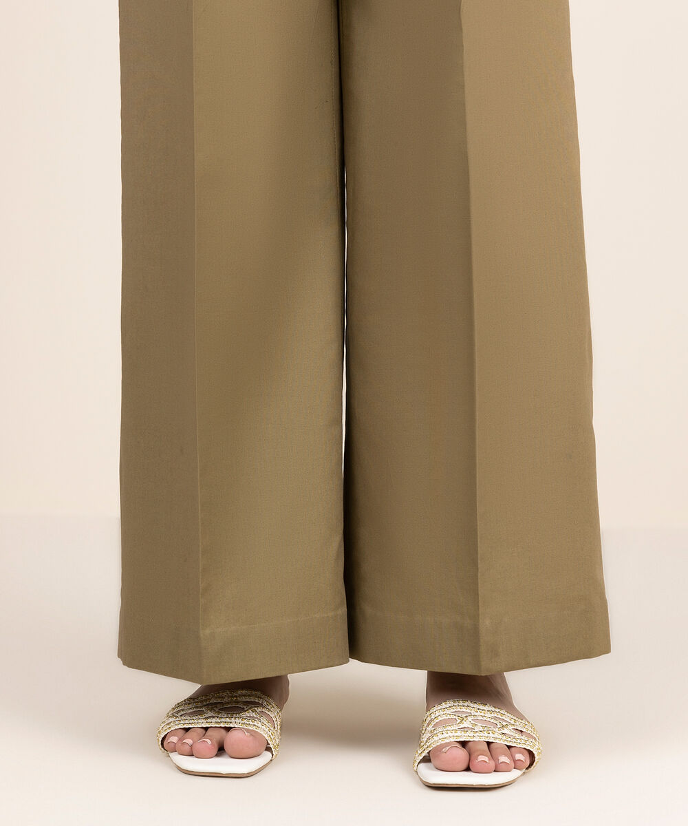 Women's Unstitched Cotton Printed Brown Trousers Fabric