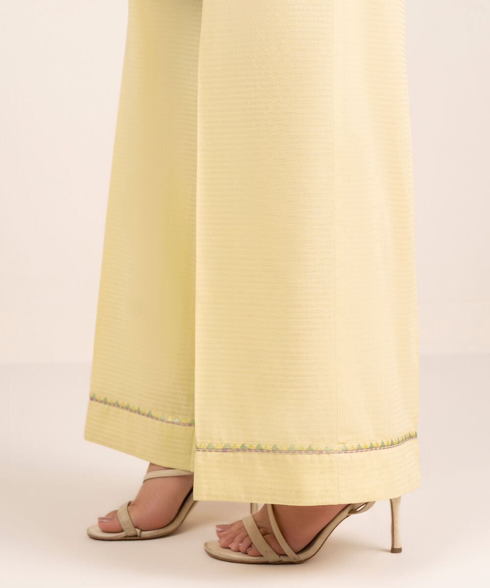 Women's RTW Dobby Embroidered Yellow Culottes