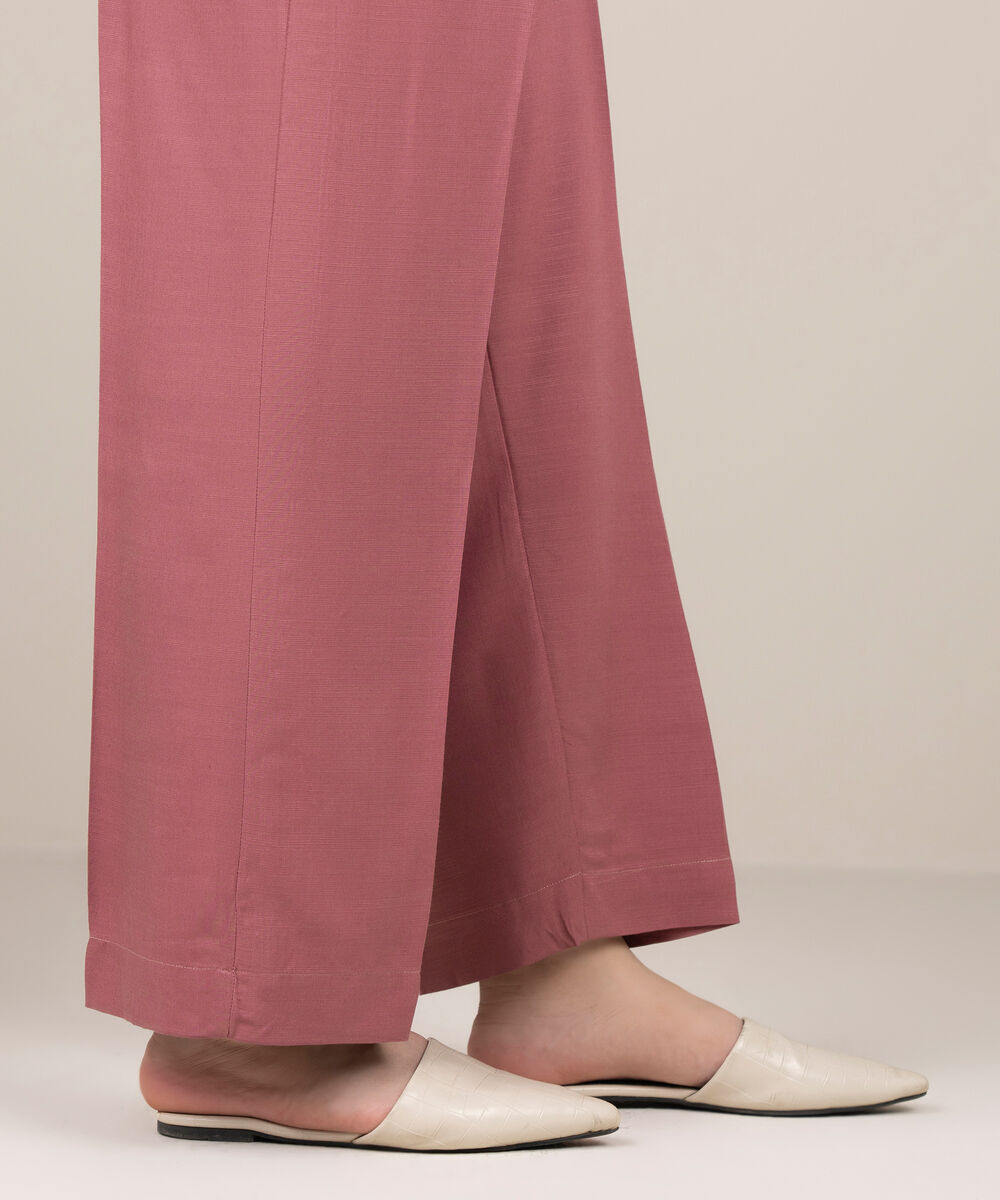 Women's RTW Herringbone Solid Mauve Straight Pants