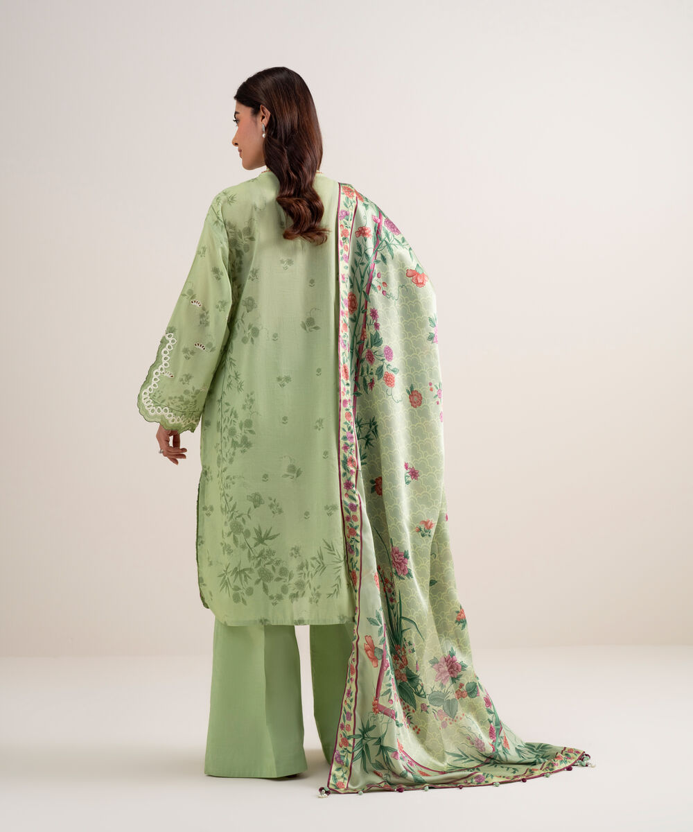 Women's Unstitched Lawn Embroidered Pistachio 3 Piece Suit