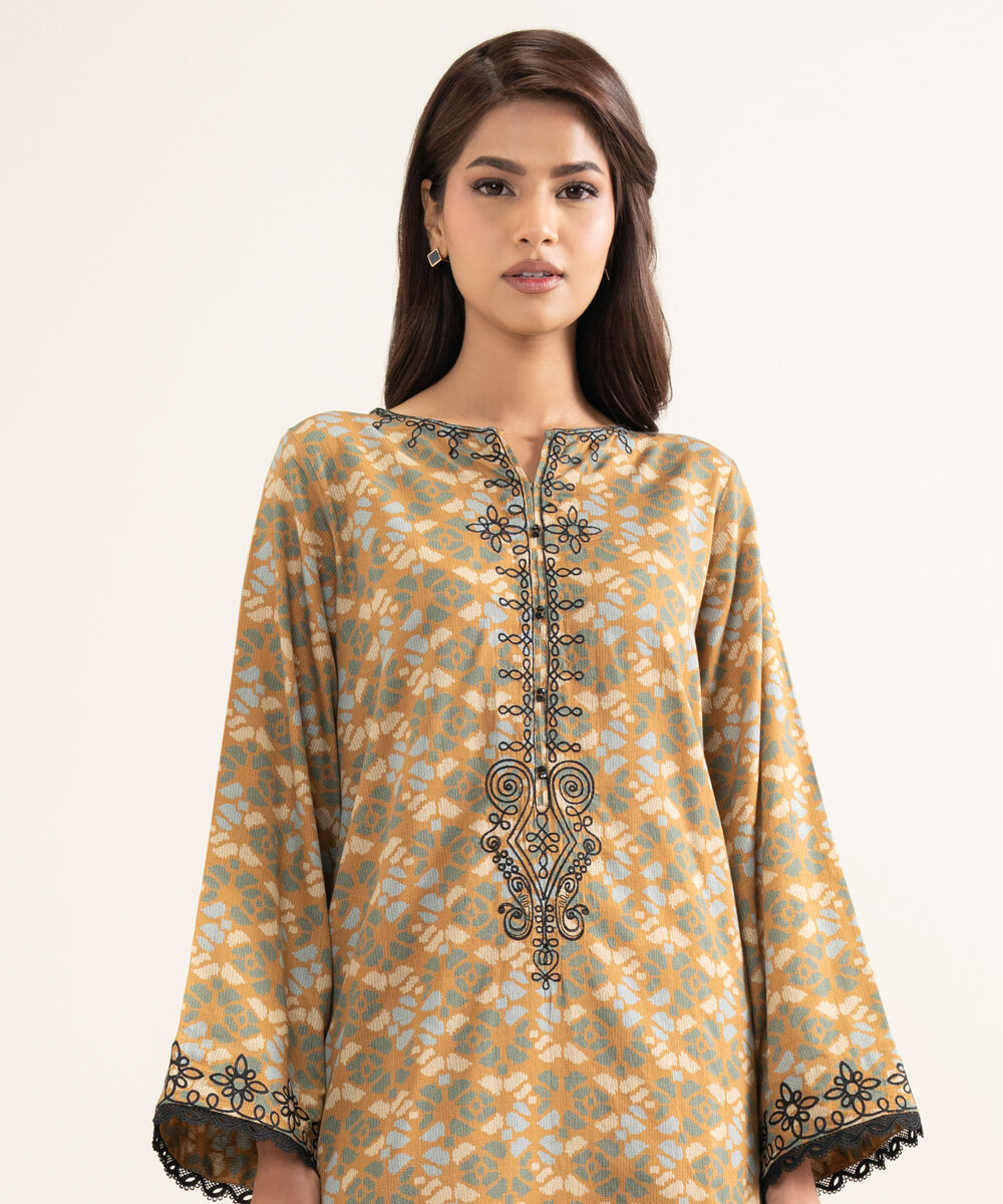 Women's RTW Lawn Embroidered Multi A-Line Shirt