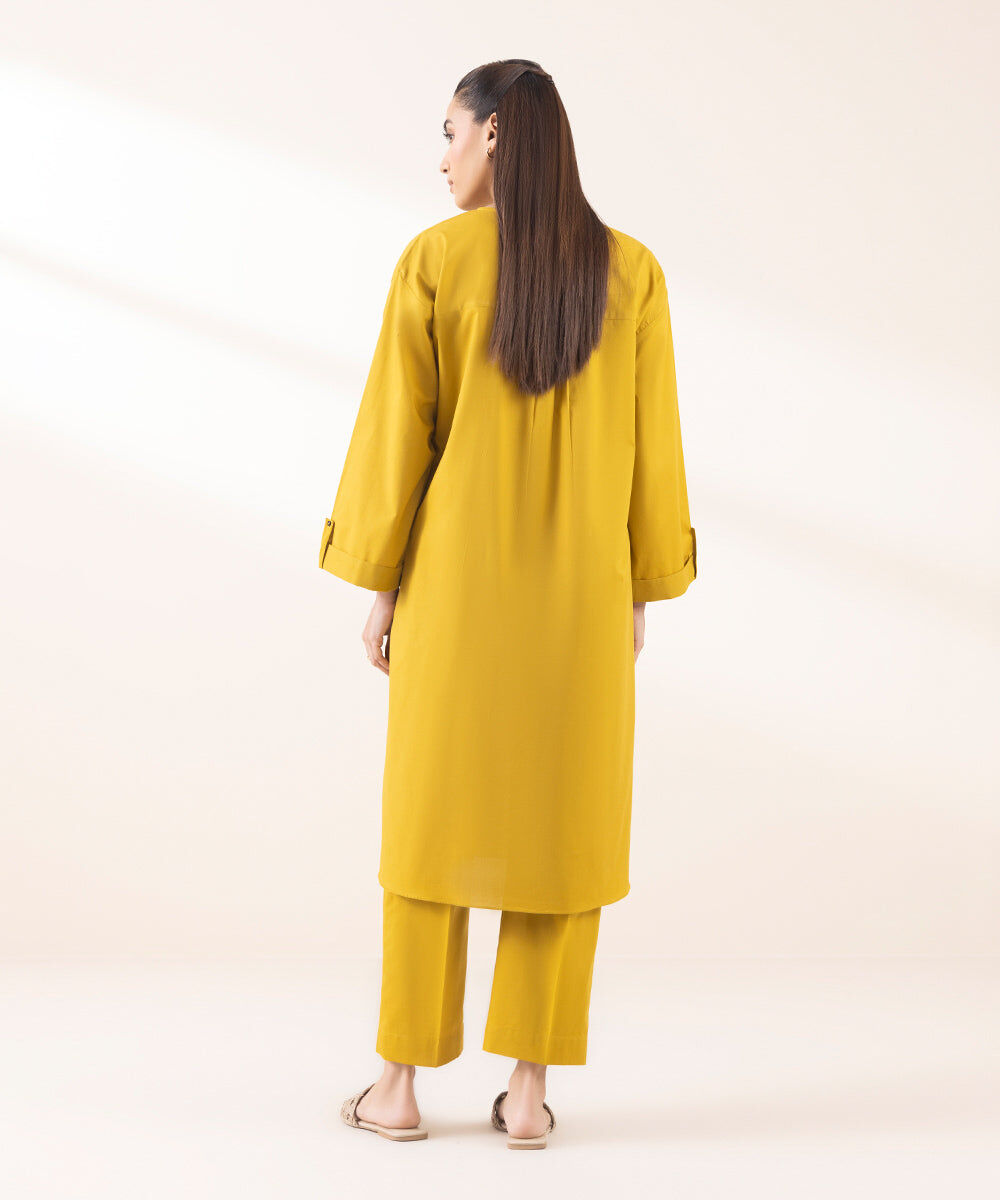 Woman - Yellow Solid Cambric Shirt
