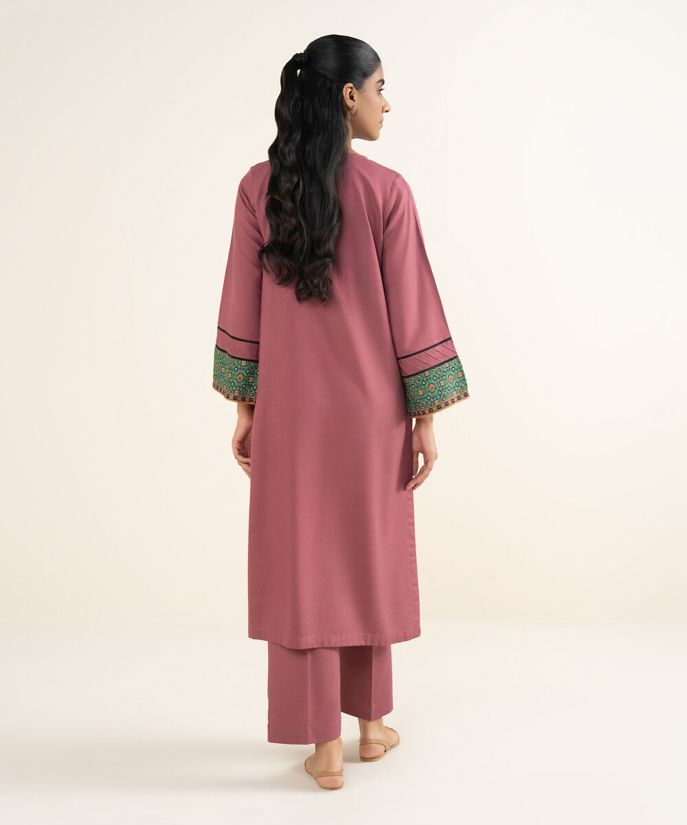 Women's RTW Herringbone Solid Mauve Straight Shirt