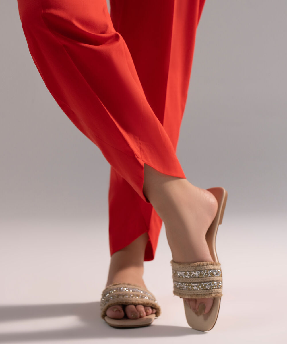 Women's RTW Cambric Solid Red Skinny Shalwar