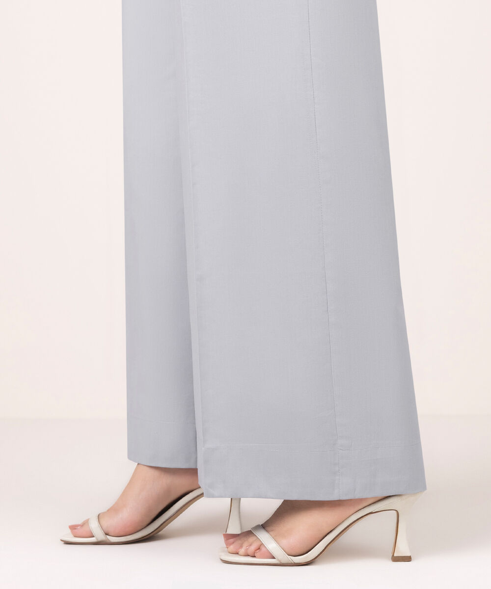 Women's RTW Cotton Viscose Solid Blue Culottes