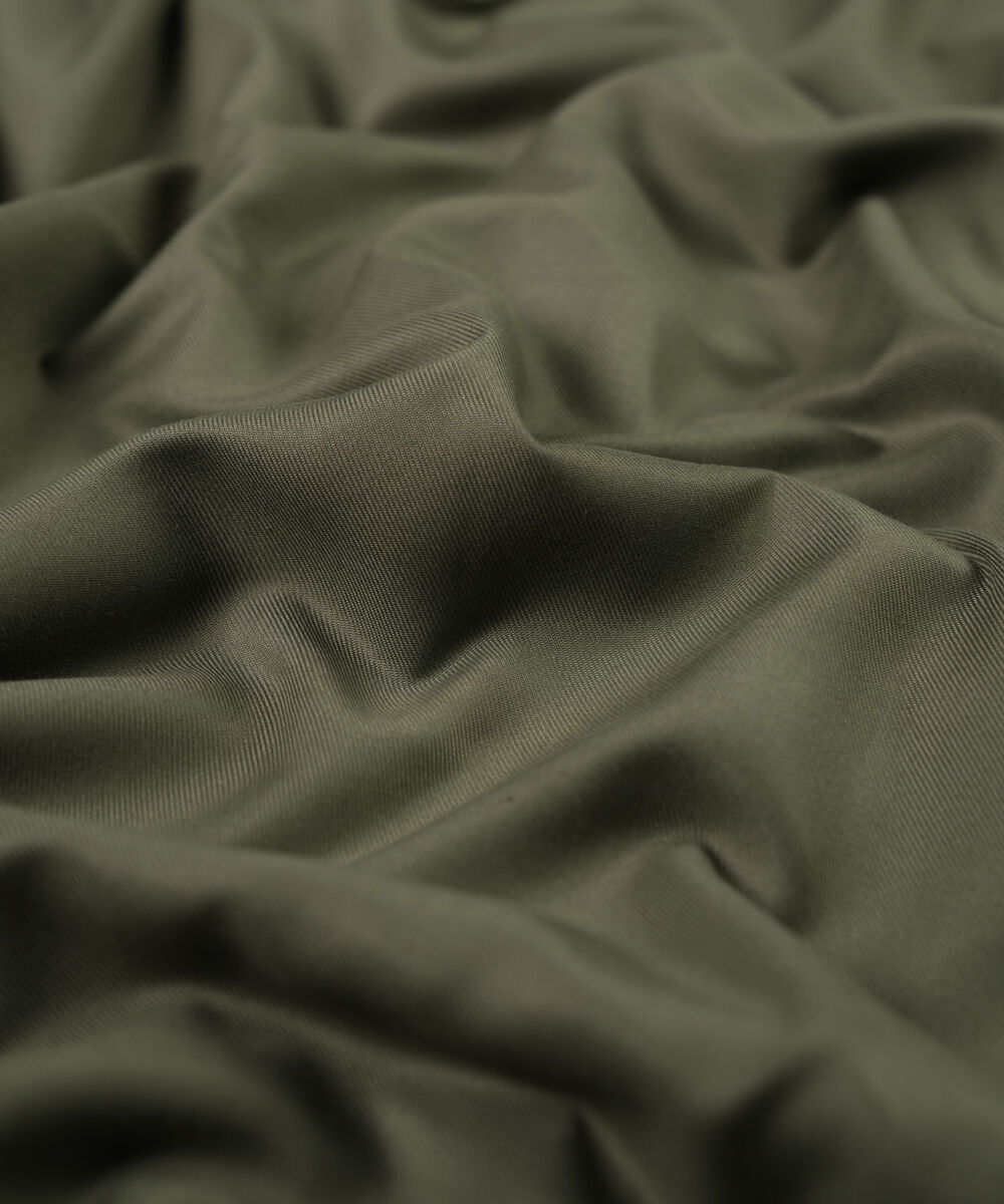 Men's Unstitched olive green textured wash & wear Suit