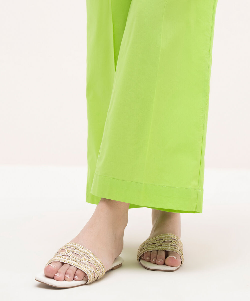 Women's RTW Cambric Green Solid Culottes