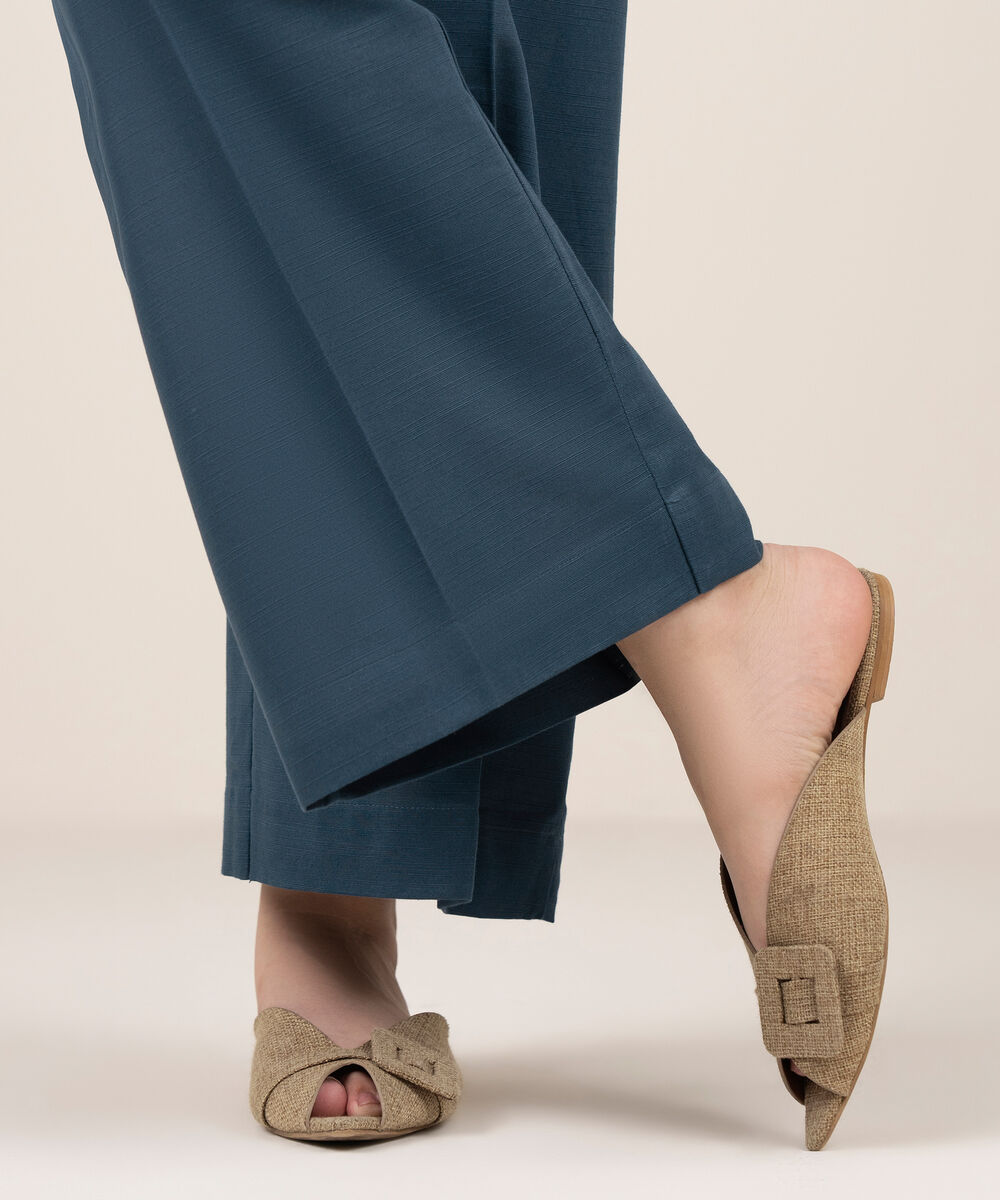 Women's RTW Khaddar Solid Blue Culottes