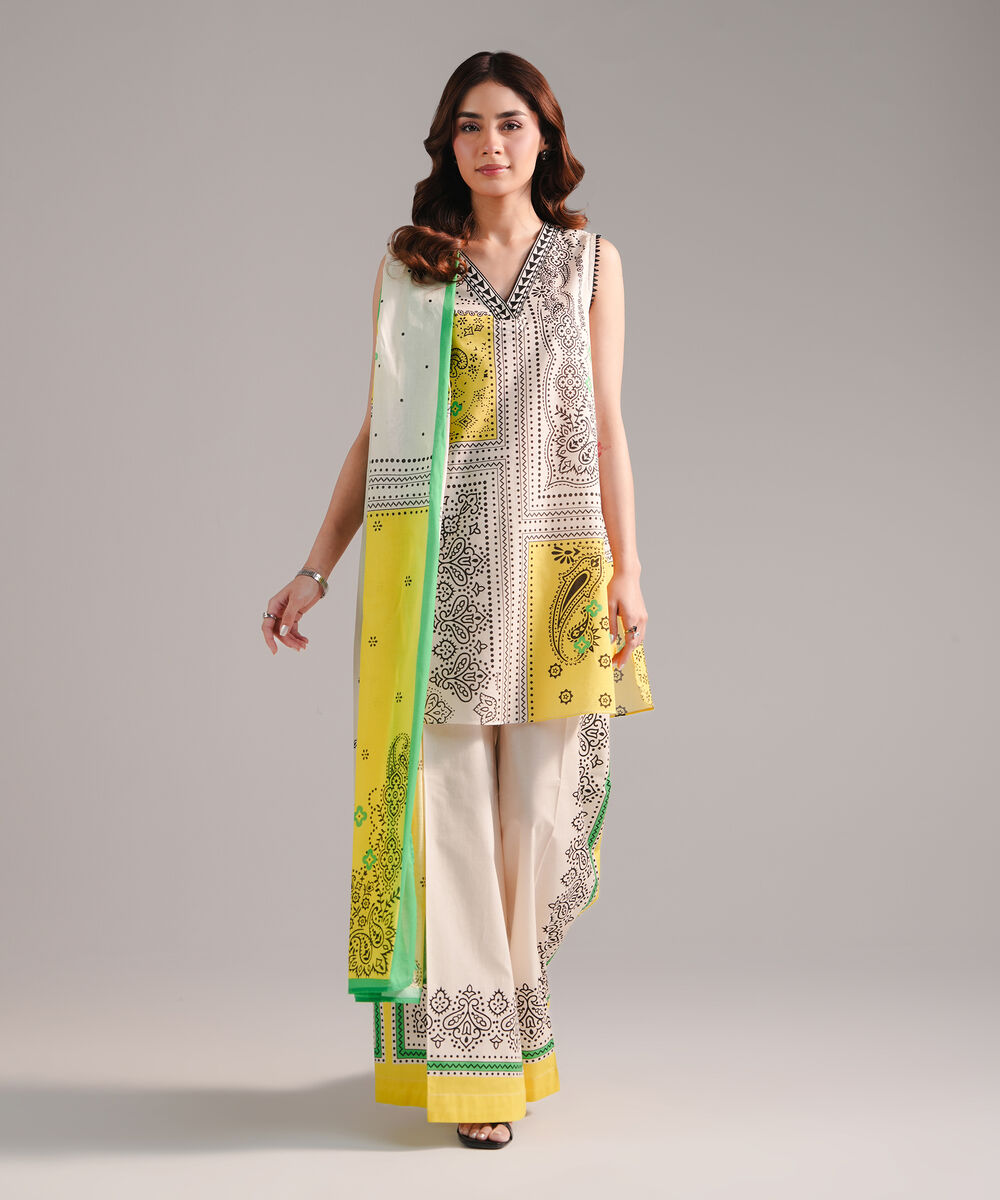 Lawn Printed Off White Dupatta