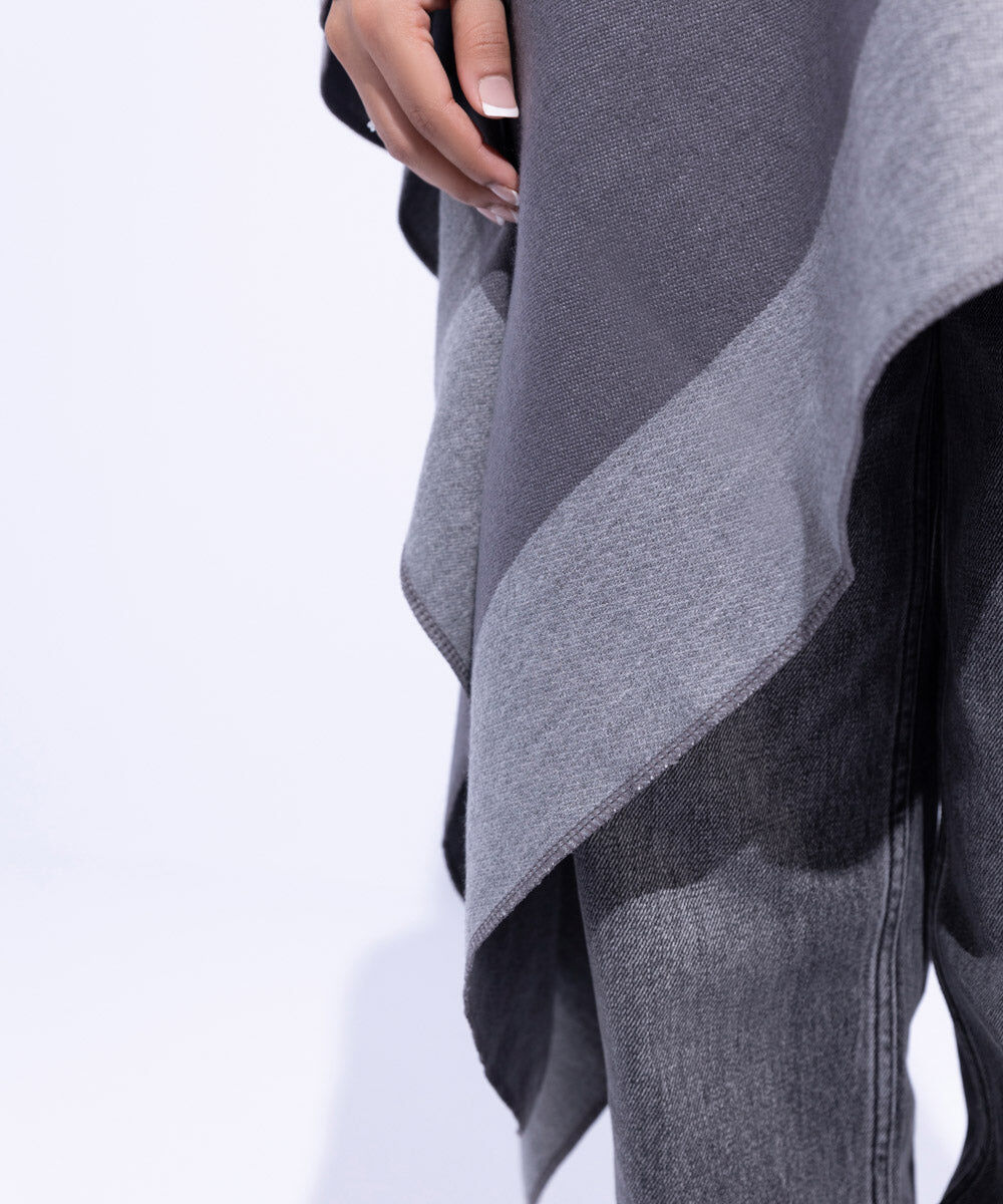 Woman - Grey Cape Shawl