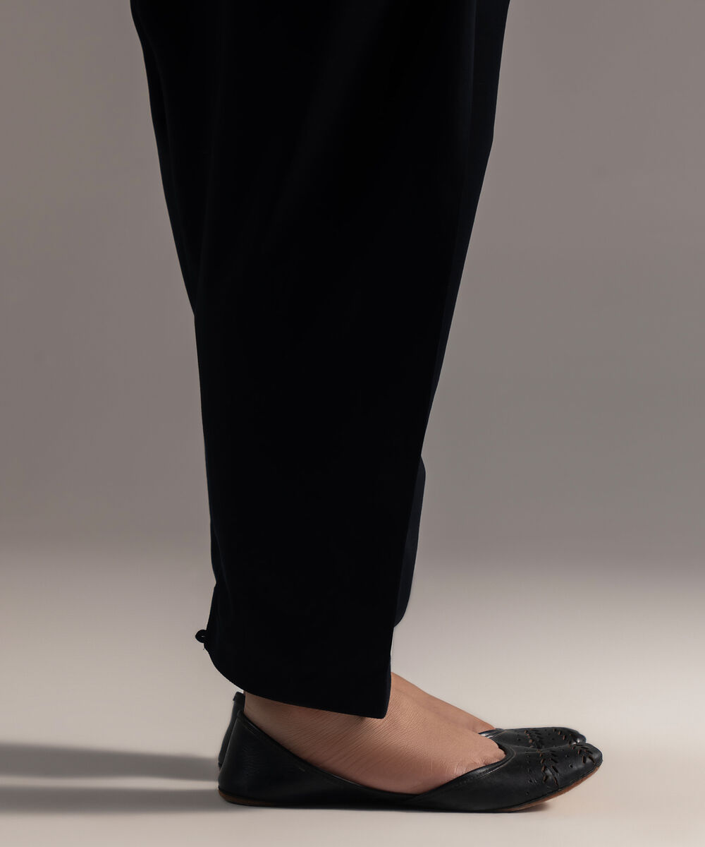 Women's RTW Cambric Solid Black Skinny Shalwar