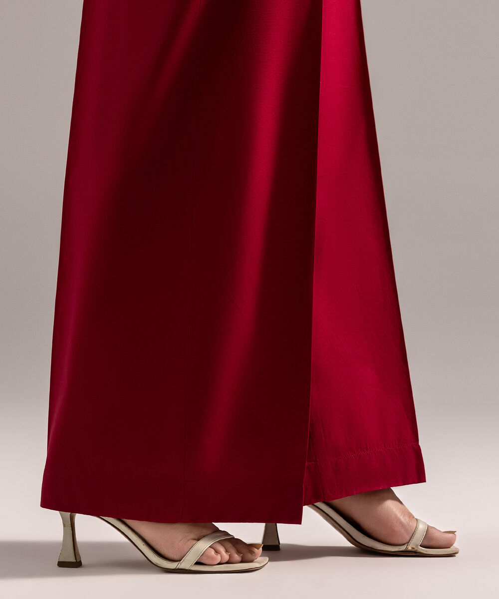 Women's RTW Cambric Solid Maroon Culottes