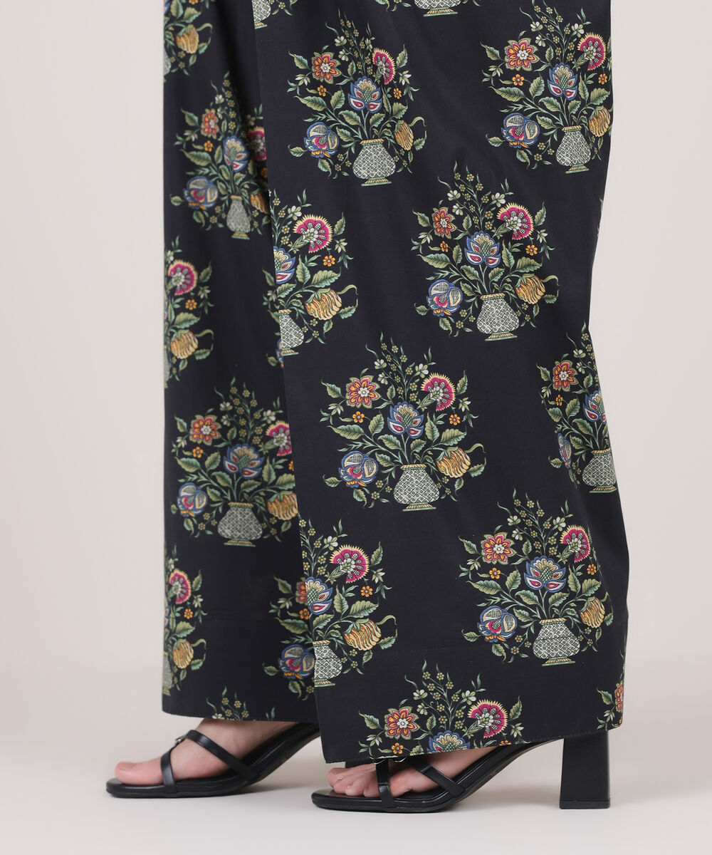 Women's RTW Cambric Black Printed Farshi Shalwar