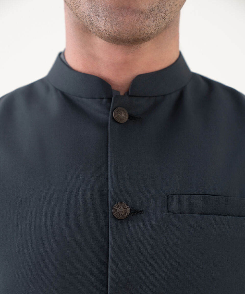 Men's Viscose Plain Charcoal Waist Coat