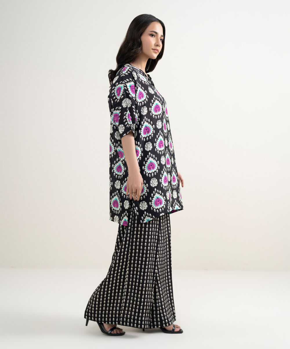 Women's RTW Habotia Grip Printed Black 2 Piece Suit