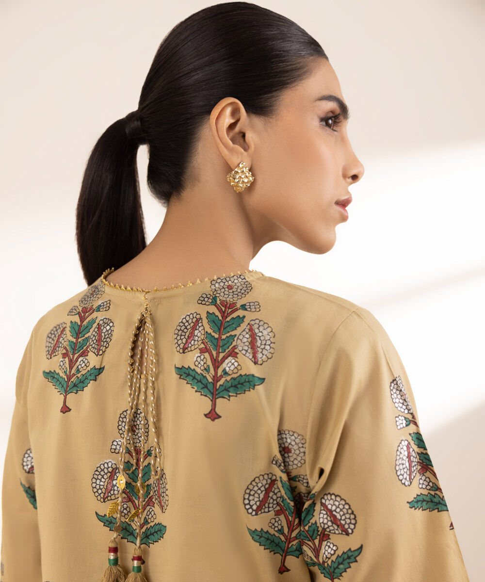 Women's RTW Lawn Brown Printed A-Line Shirt