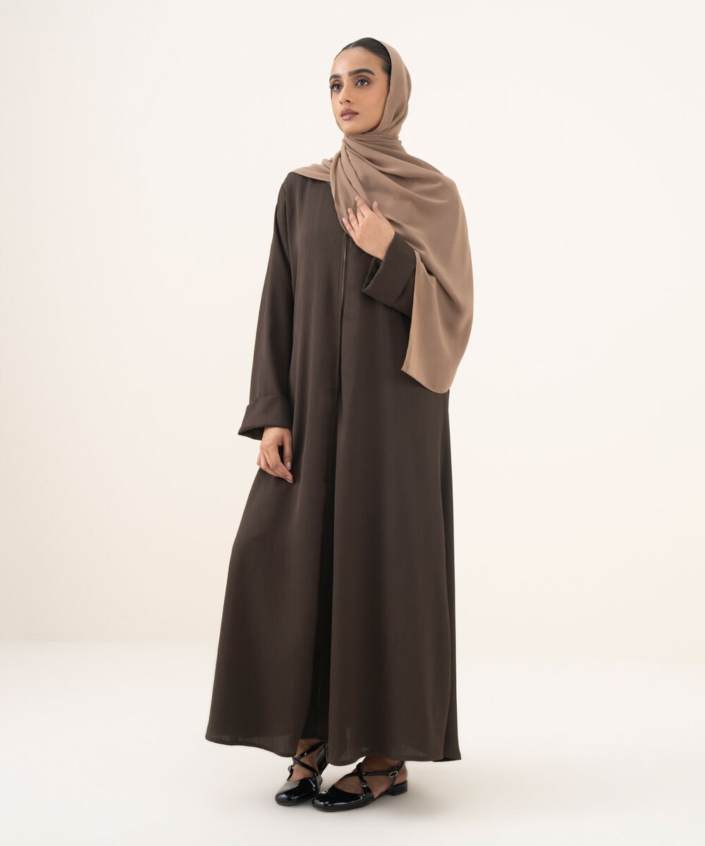 Women's olive button through Abaya