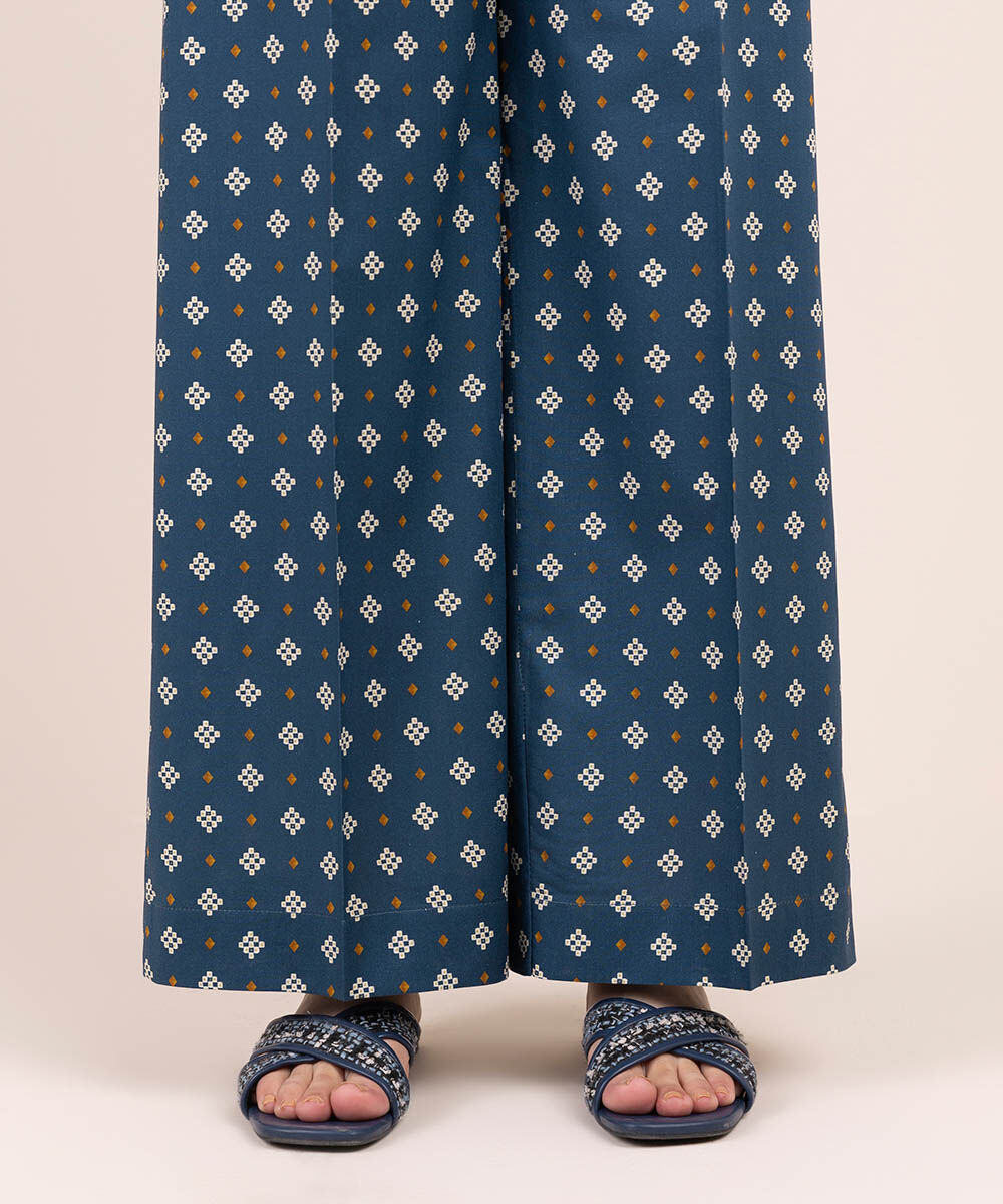 Women's Pret Cambric Blue Printed Culottes