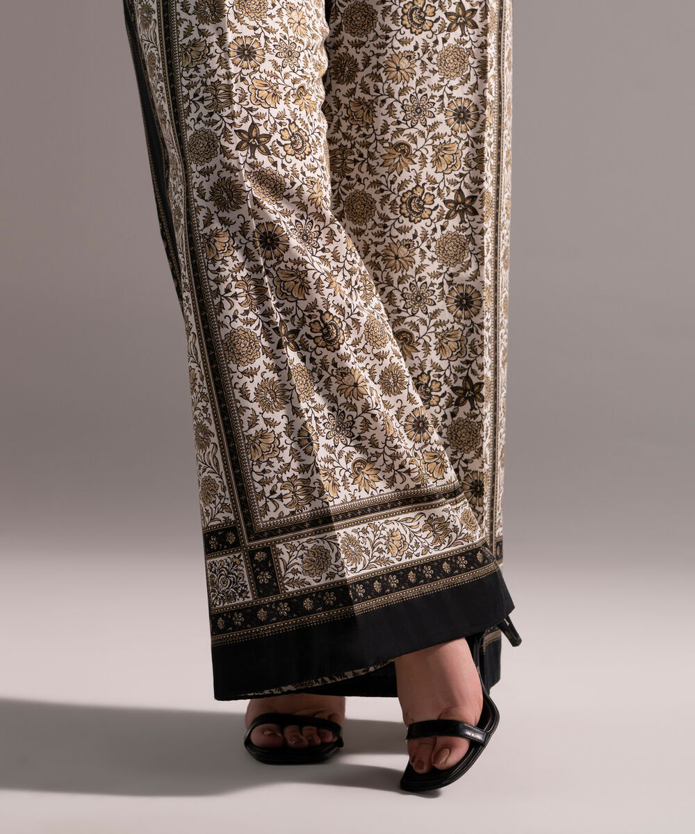 Women's RTW Cambric Printed White Culottes